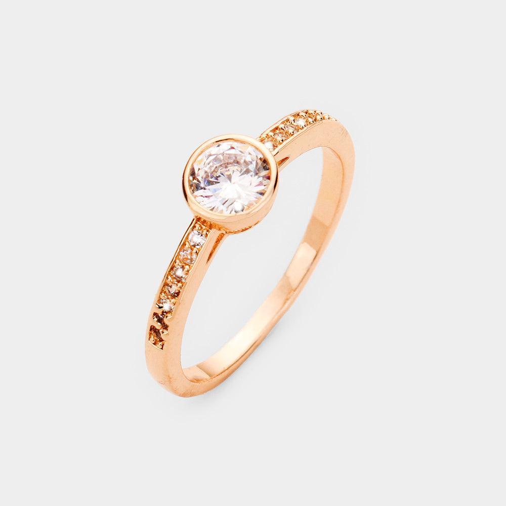 Rose Gold Rose Gold Plated Round CZ Ring - Jewelry Store by Erik Rayo
