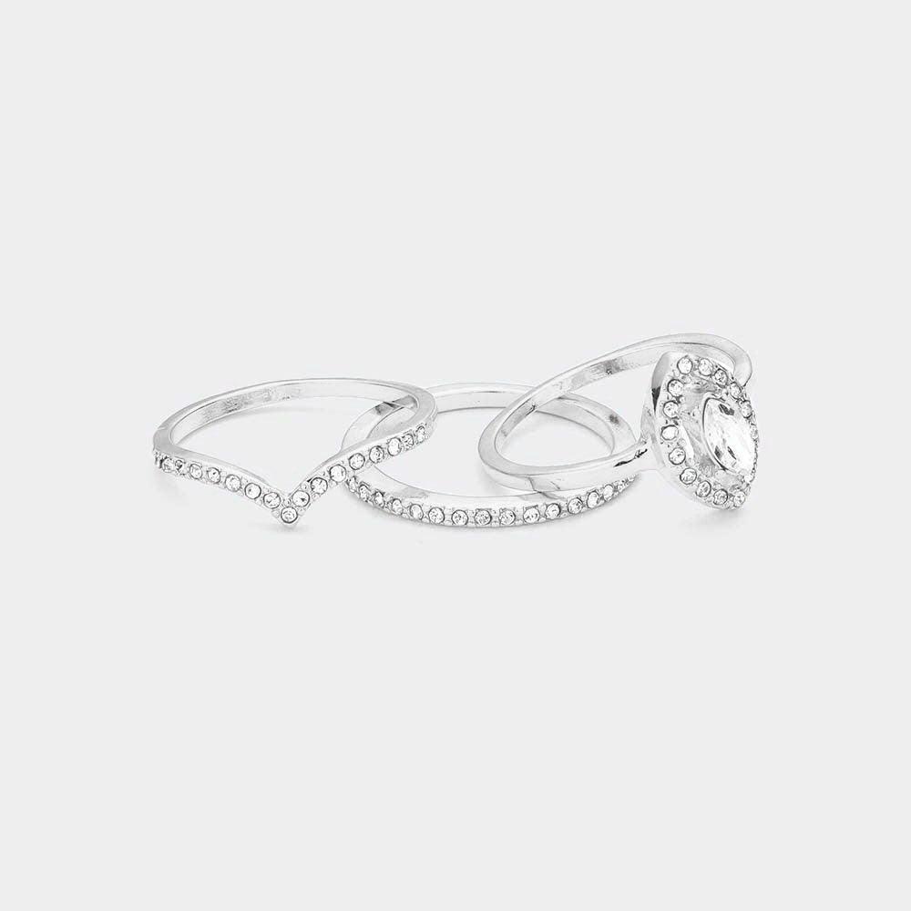 3PCS Rhinestone Embellished Mixed Rings - Jewelry Store by Erik Rayo