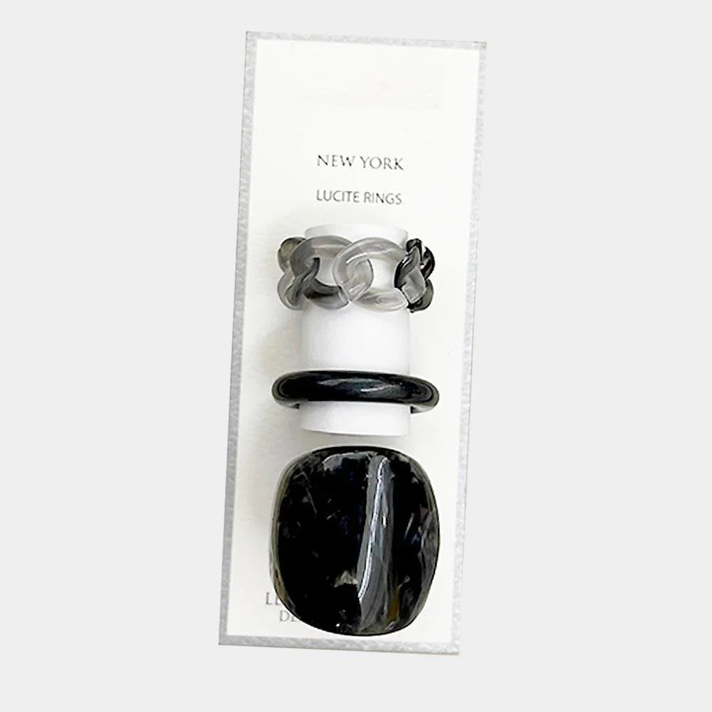 3PCS Lucite Mixed Ring Set - Jewelry Store by Erik Rayo