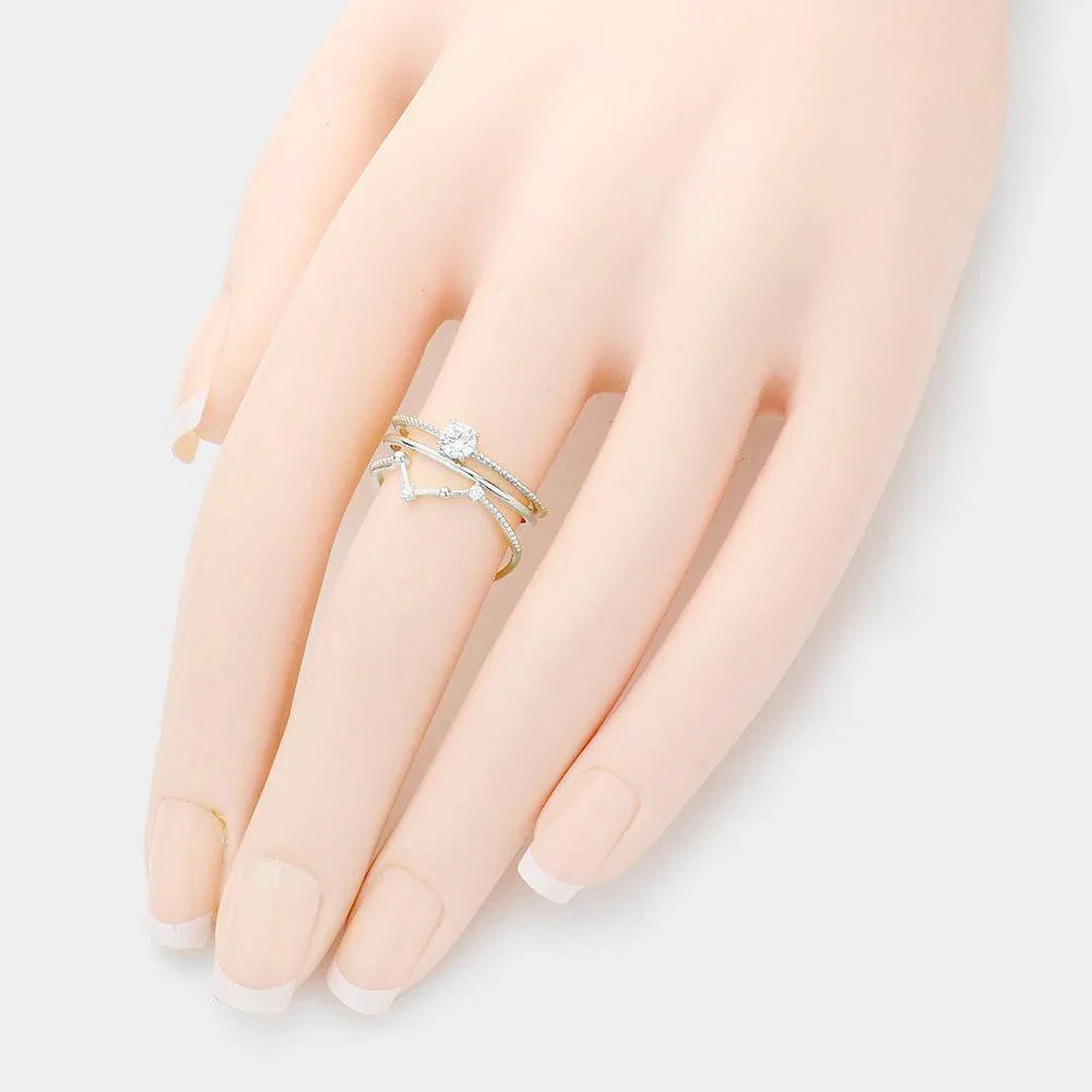 3PCS Stone Embellished Brass Metal Mixed Rings - Jewelry Store by Erik Rayo