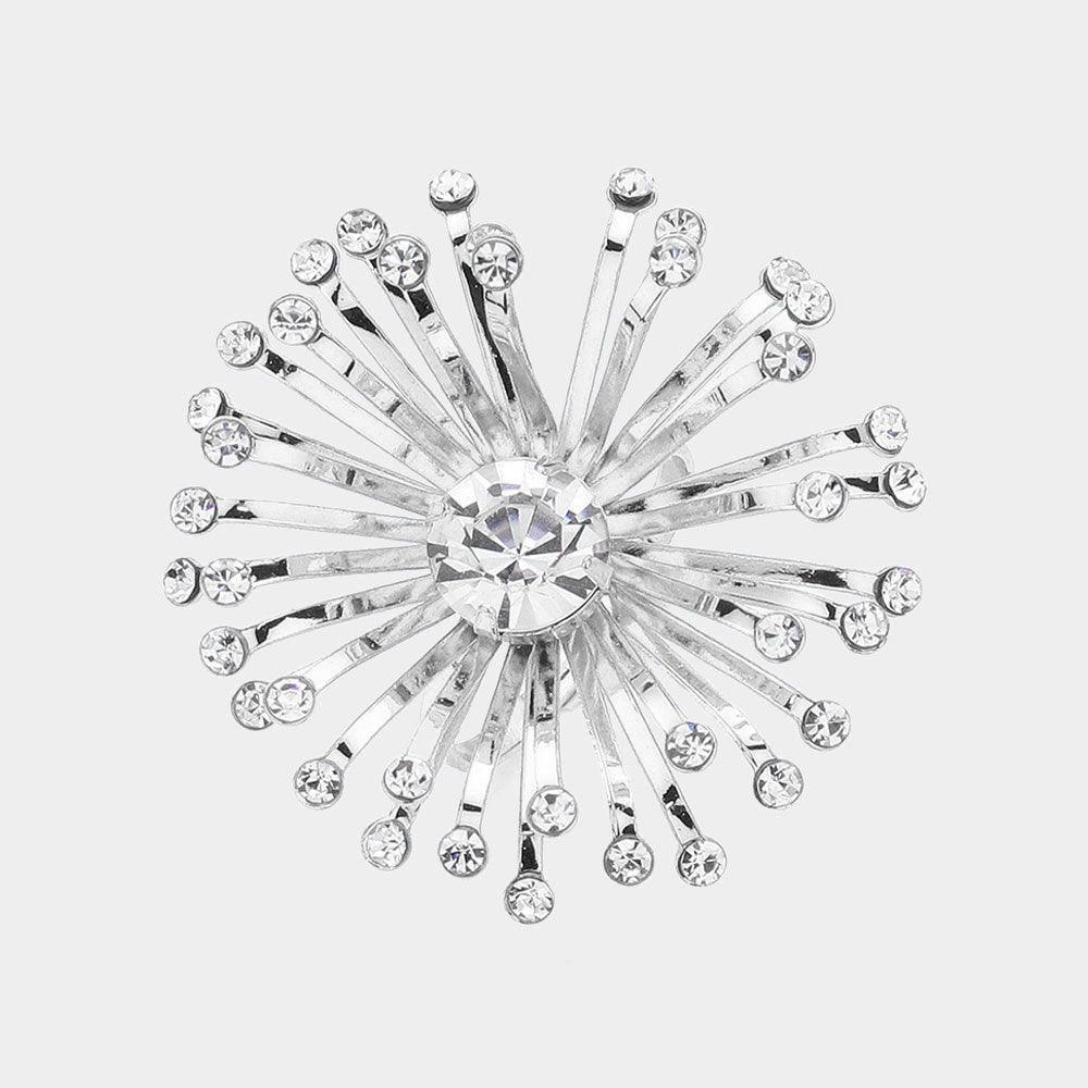 Clear Stone Pointed Starburst Adjustable Ring - Jewelry Store by Erik Rayo