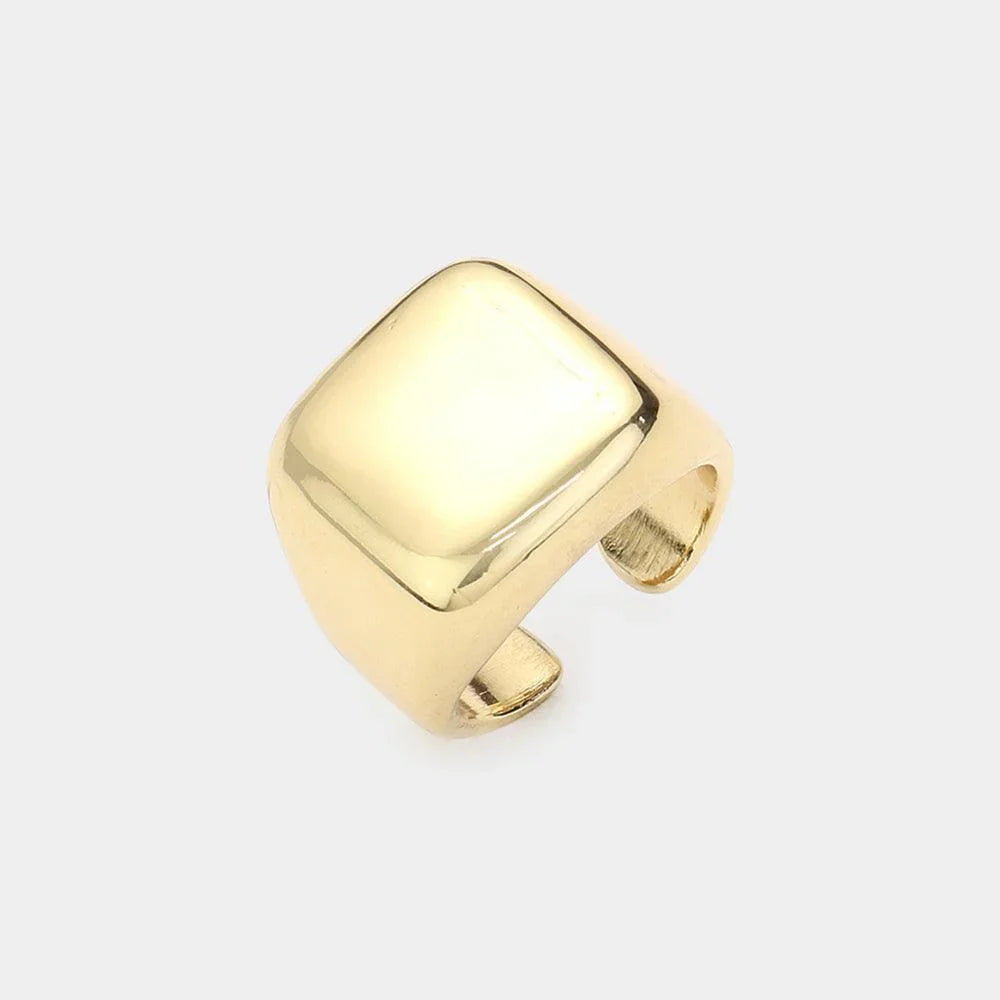 14K Gold Dipped Hypoallergenic Square Metal Ring - Jewelry Store by Erik Rayo