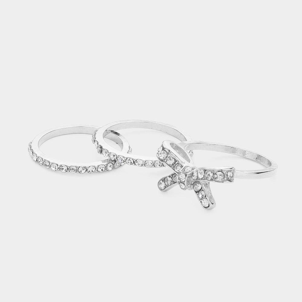 3PCS - Rhinestone Bow Ring Set - Jewelry Store by Erik Rayo