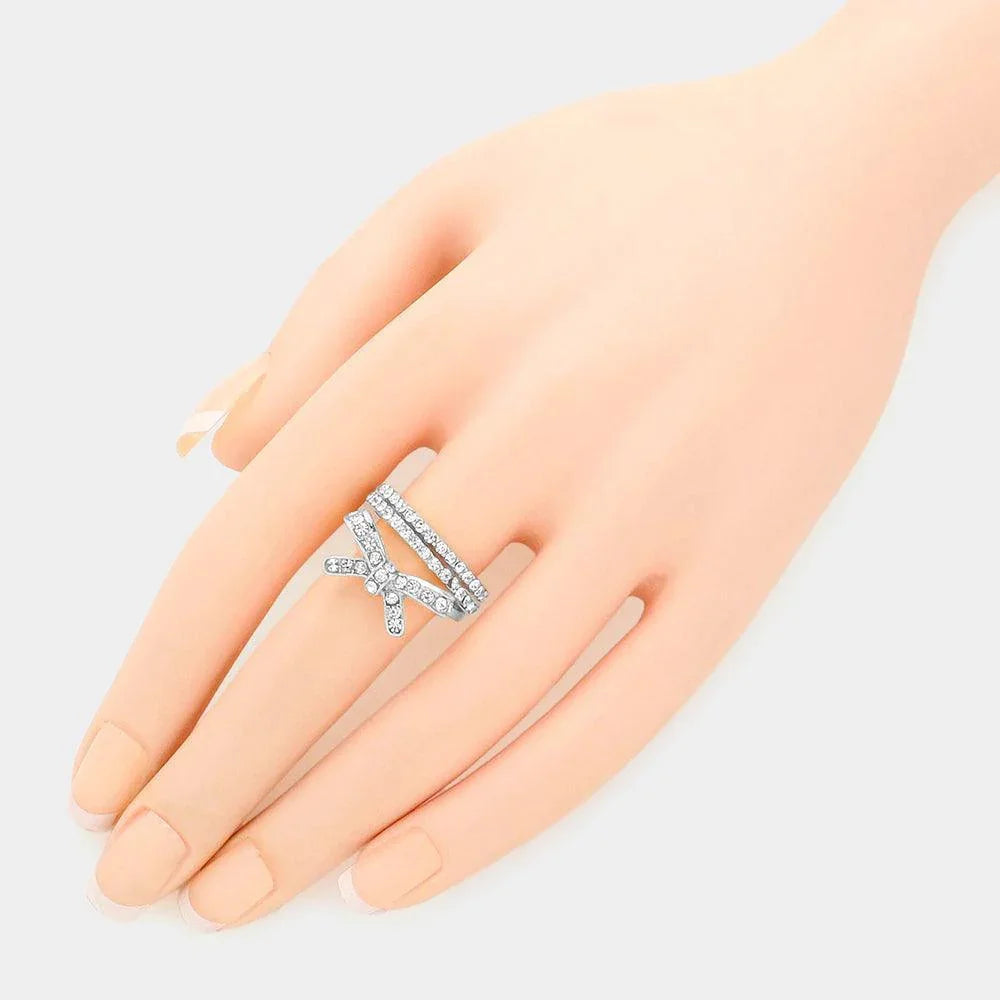 3PCS - Rhinestone Bow Ring Set - Jewelry Store by Erik Rayo