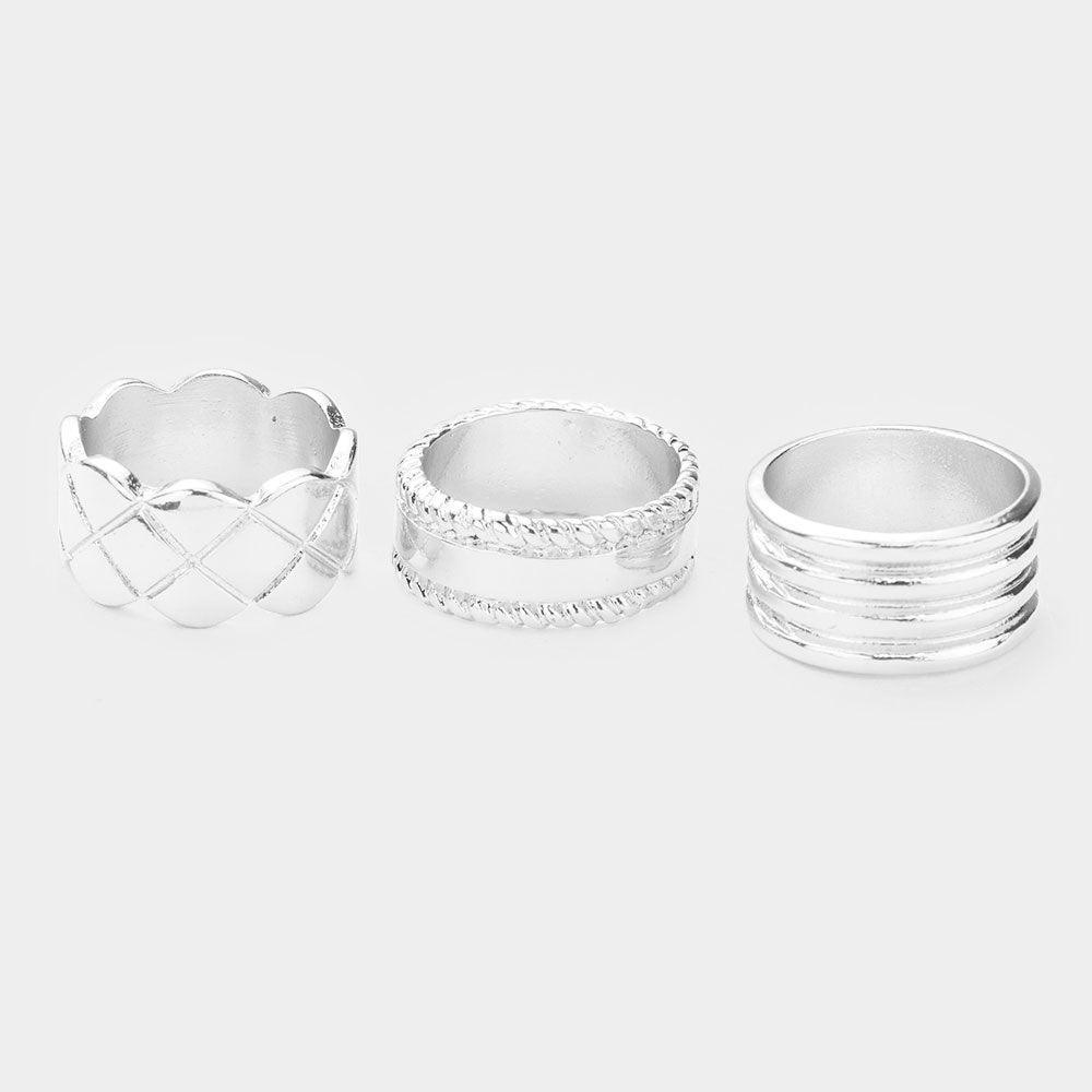 3PCS Mixed Bold Metal Rings - Jewelry Store by Erik Rayo