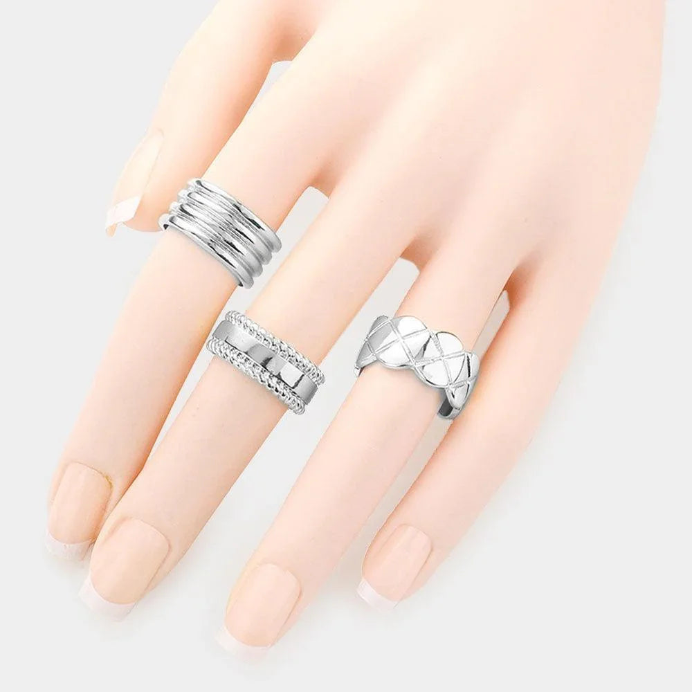 3PCS Mixed Bold Metal Rings - Jewelry Store by Erik Rayo