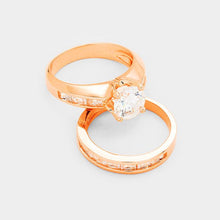 Load image into Gallery viewer, Rose Gold 2PCS Rose Gold Plated CZ Round Stone Detail Ring
