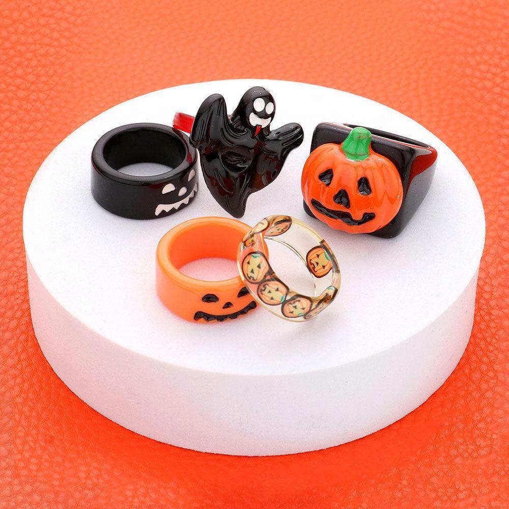 5PCS - Resin Pumpkin Ghost Rings - Jewelry Store by Erik Rayo
