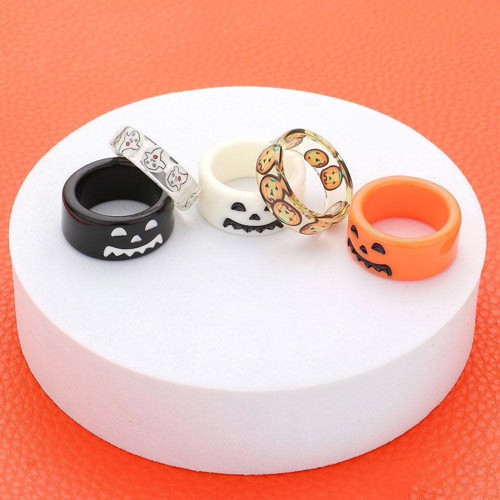 5PCS - Resin Pumpkin Ghost Rings - Jewelry Store by Erik Rayo