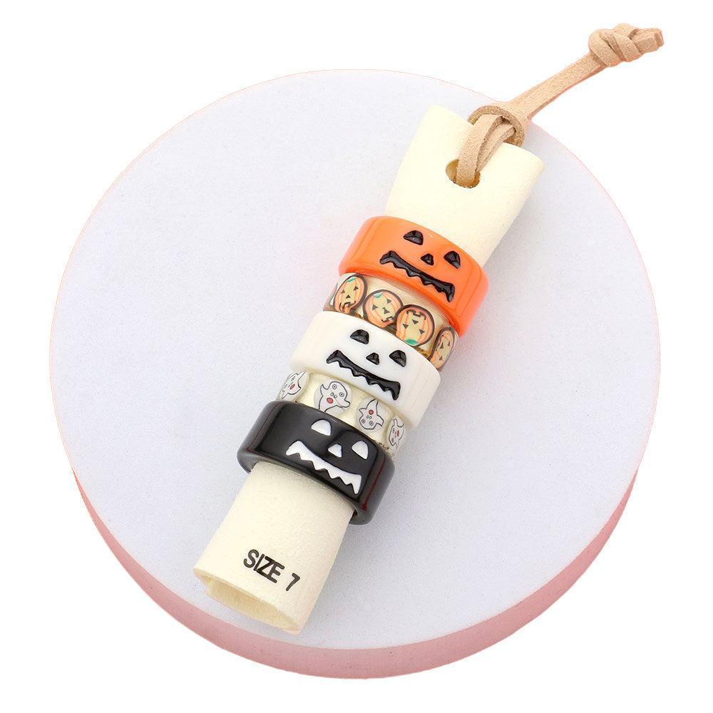 5PCS - Resin Pumpkin Ghost Rings - Jewelry Store by Erik Rayo