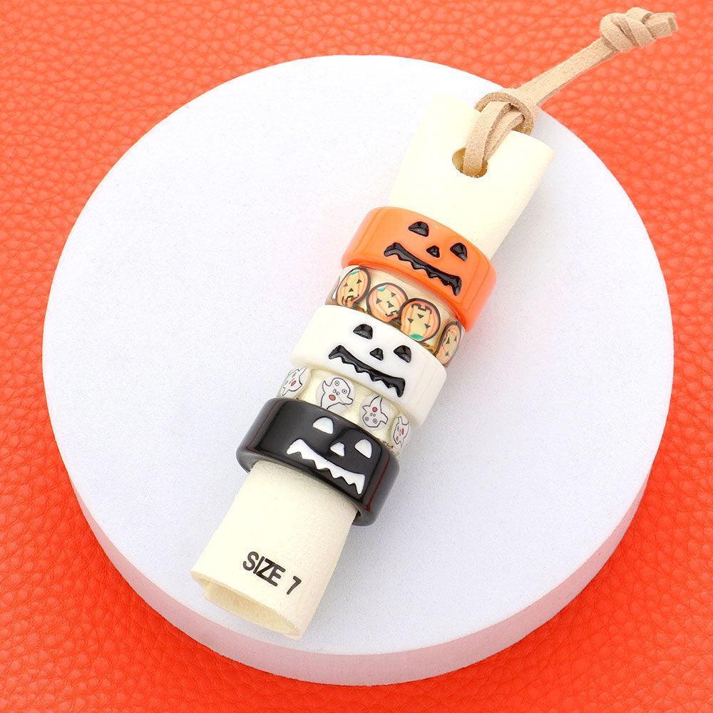 5PCS - Resin Pumpkin Ghost Rings - Jewelry Store by Erik Rayo