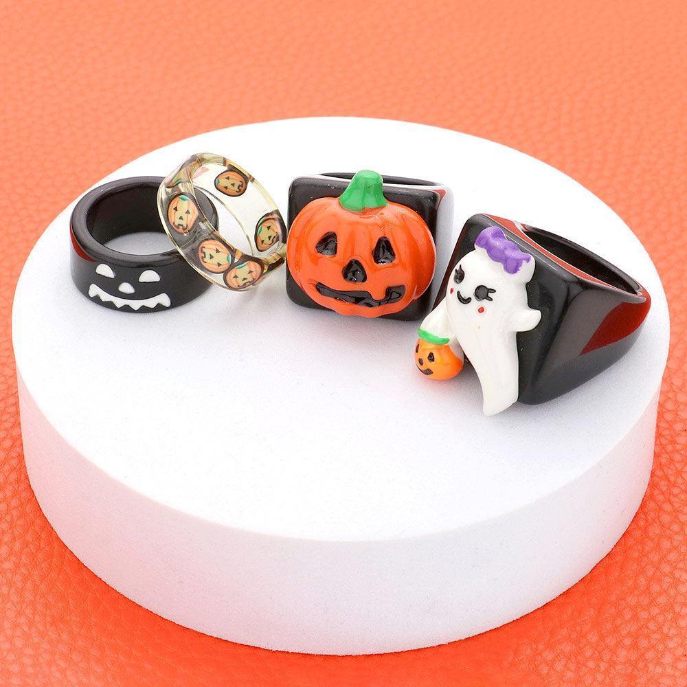 4PCS - Resin Pumpkin Ghost Rings - Jewelry Store by Erik Rayo
