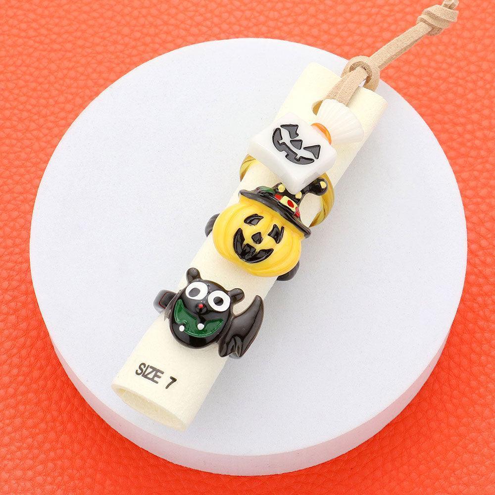 3PCS - Resin Witch Hat Pumpkin Bat Rings - Jewelry Store by Erik Rayo