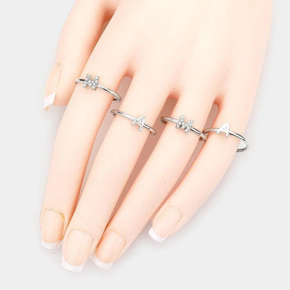 4PCS MAMA Rhinestone Embellished Message Rings - Jewelry Store by Erik Rayo