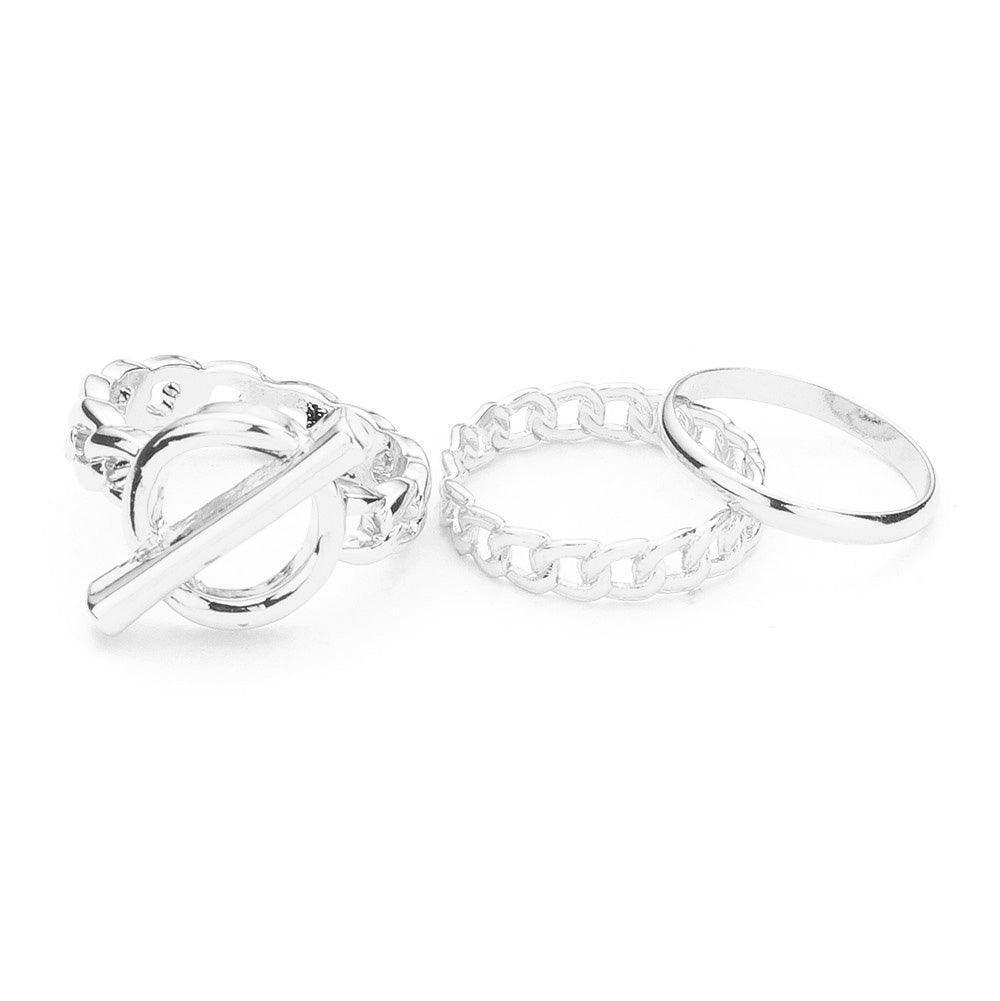 3PCS Metal Chain Mixed Ring Set - Jewelry Store by Erik Rayo