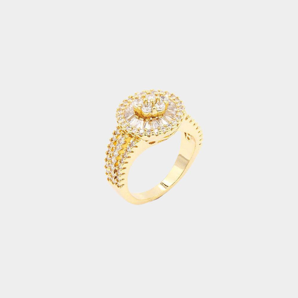 Gold CZ Embellished Round Ring - Jewelry Store by Erik Rayo