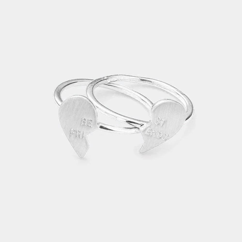 2PCS BEST FRIENDS Brass Metal Broken Heart Rings - Jewelry Store by Erik Rayo