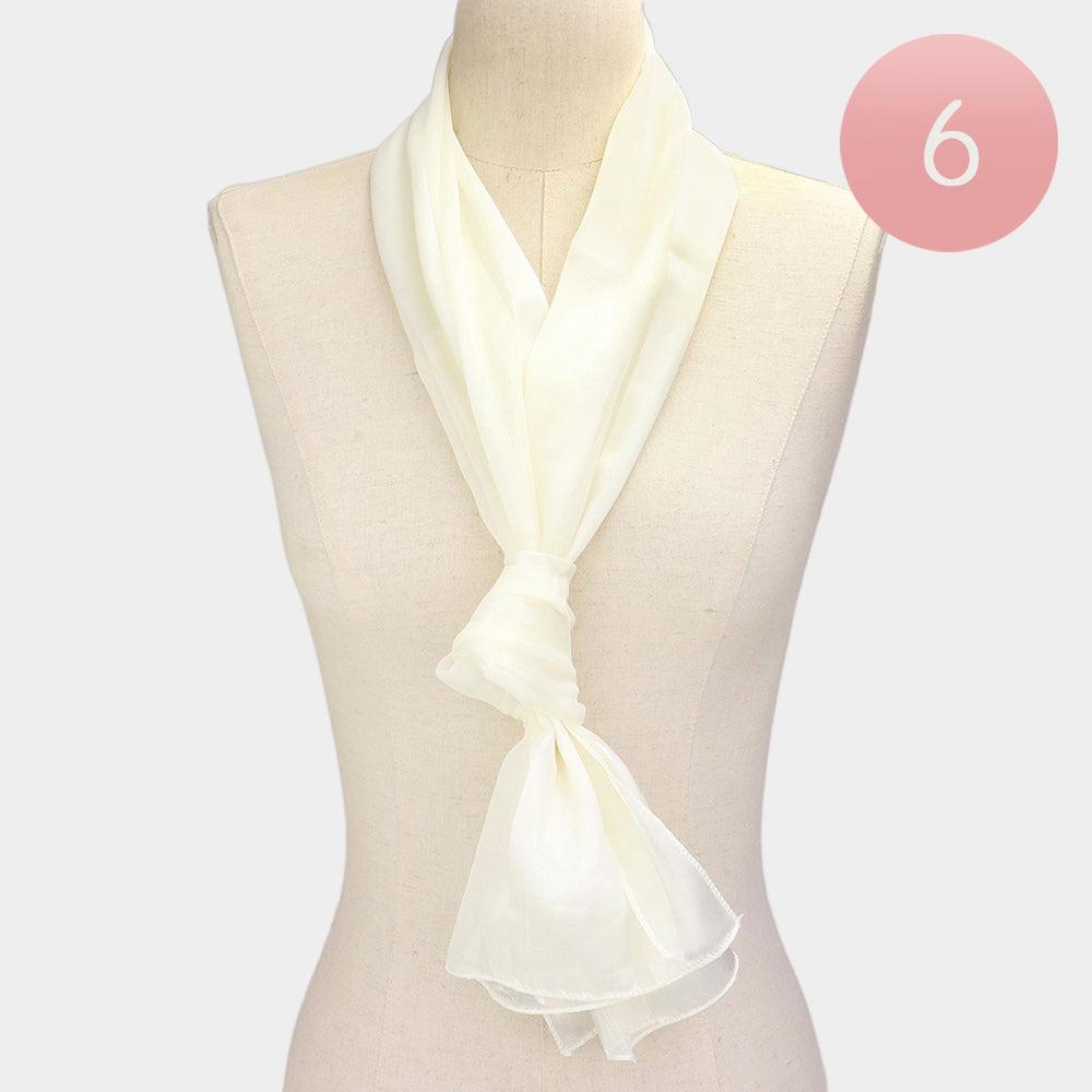 Ivory 6PCS - Satin Striped Print Scarf