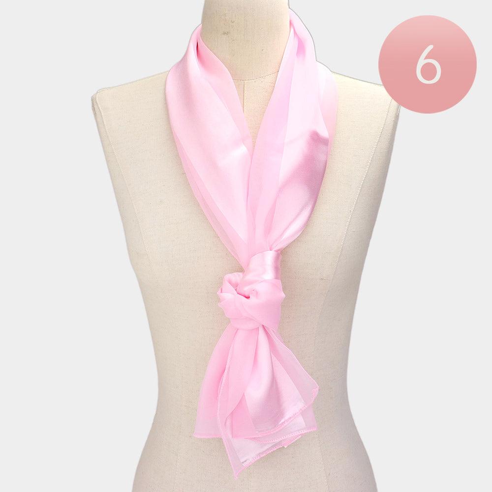 Pink 6PCS - Satin Striped Print Scarf