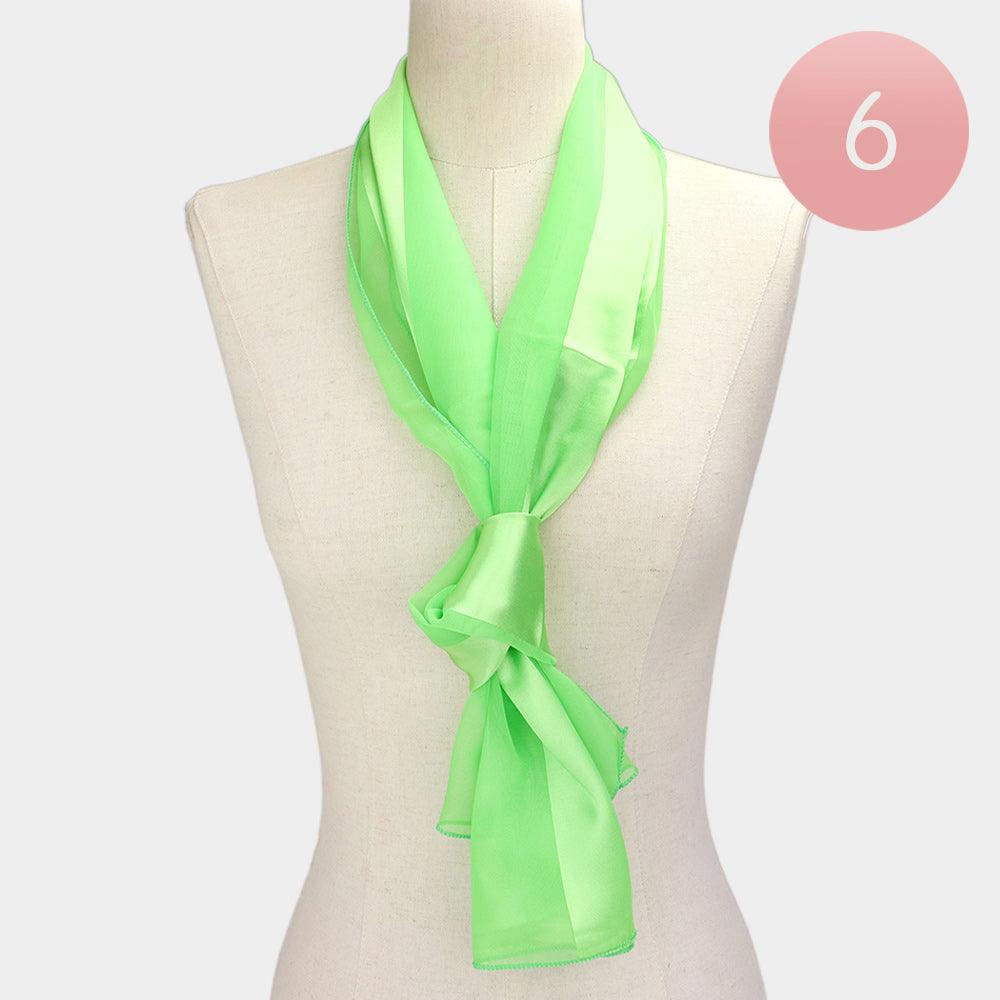 Lime 6PCS - Satin Striped Print Scarf