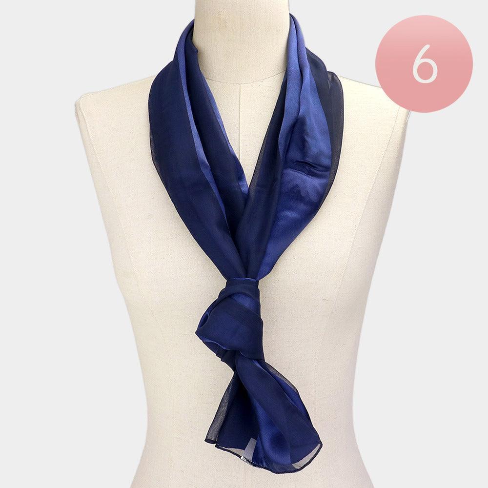 Navy 6PCS - Satin Striped Print Scarf - Jewelry Store by Erik Rayo
