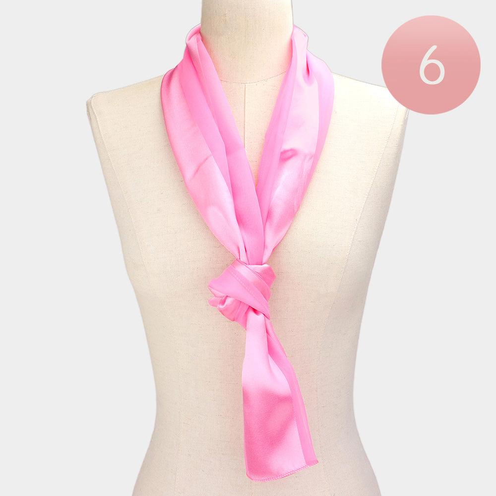 Pink 6PCS - Satin Striped Print Scarf