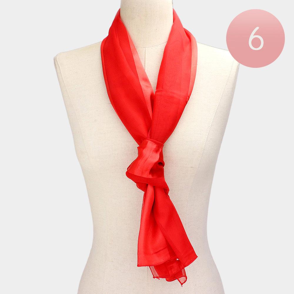 Red 6PCS - Satin Striped Print Scarf