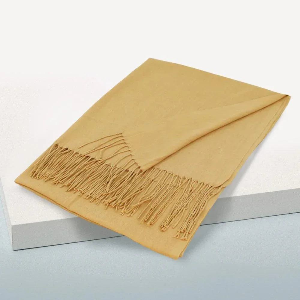 Beige Solid Color Pashmina Scarf Shawl - Jewelry Store by Erik Rayo