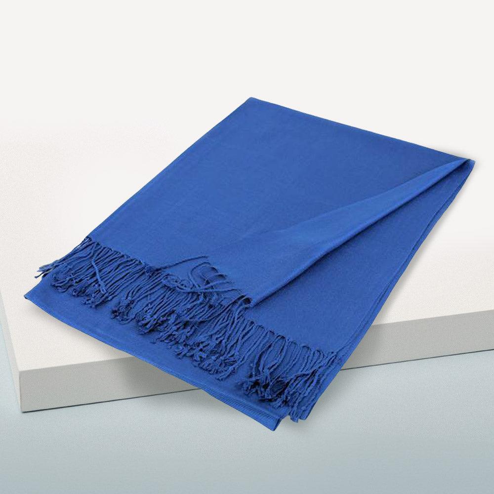 Blue Solid Color Pashmina Scarf Shawl