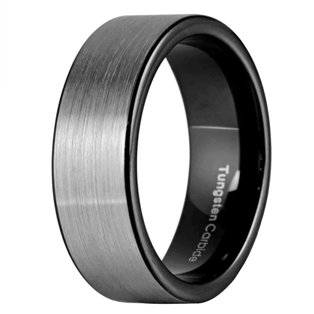 6mm Black Brushed Tungsten Carbide Wedding Band Ring - Unisex Wedding Ring - Titanium Color - Jewelry Store by Erik Rayo