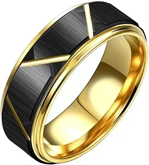 Men's Wedding Band - Luxury Black Brushed Gold Ring for Men and Women - Jewelry Store by Erik Rayo