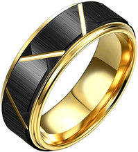 Load image into Gallery viewer, Tungsten Rings for Men Wedding Bands for Him Womens Wedding Bands for Her 8mm Luxury Black Brushed Gold
