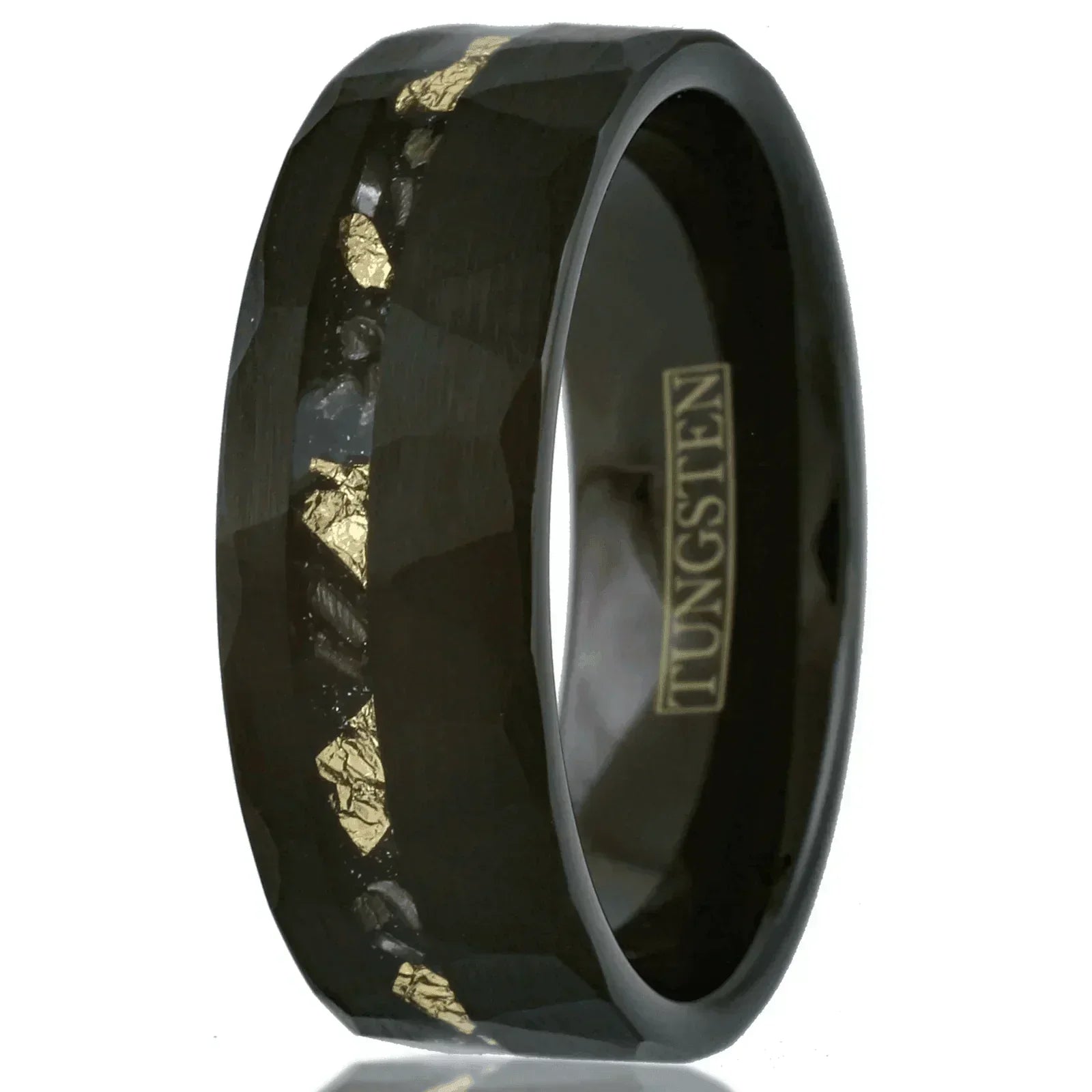 Men's Black Meteorite Wedding Band with Gold Flakes - Unique Rings for Men and Women - Jewelry Store by Erik Rayo
