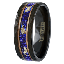 Load image into Gallery viewer, Men&#39;s Wedding Band Rings | Blue Sapphire &amp; 24K Gold Foil Leaf | Wedding Rings for Men &amp; Women
