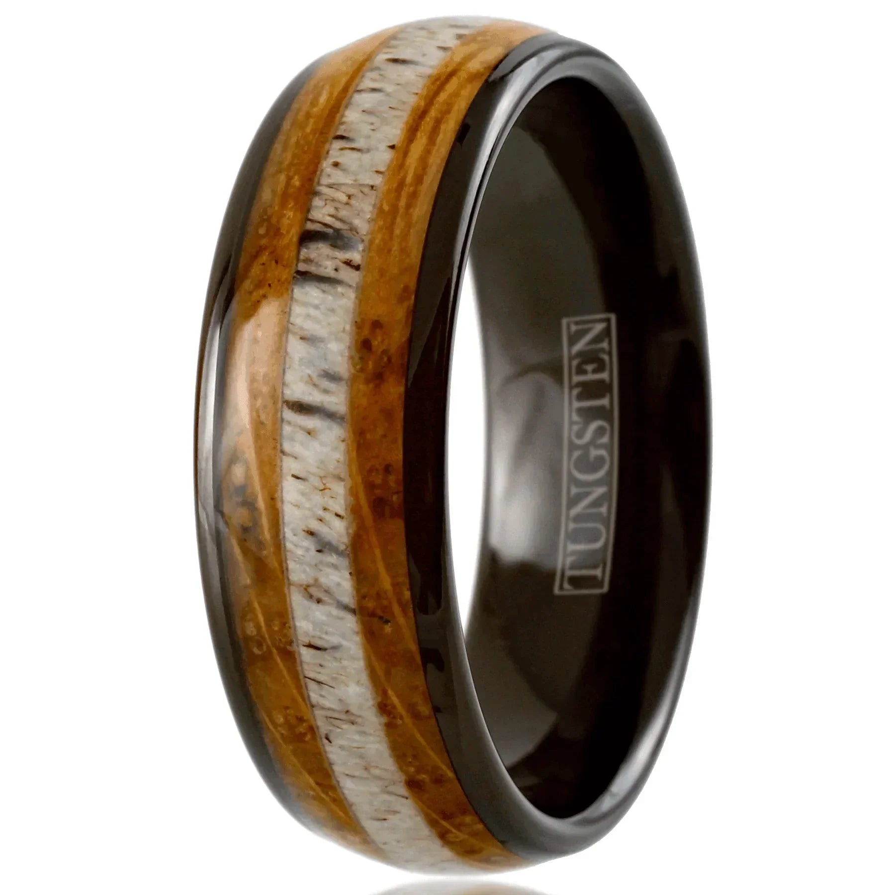 Men's Wedding Band Rings - Deer Antler & Whiskey Barrel - Unique Wedding Rings for Men and Women - Jewelry Store by Erik Rayo