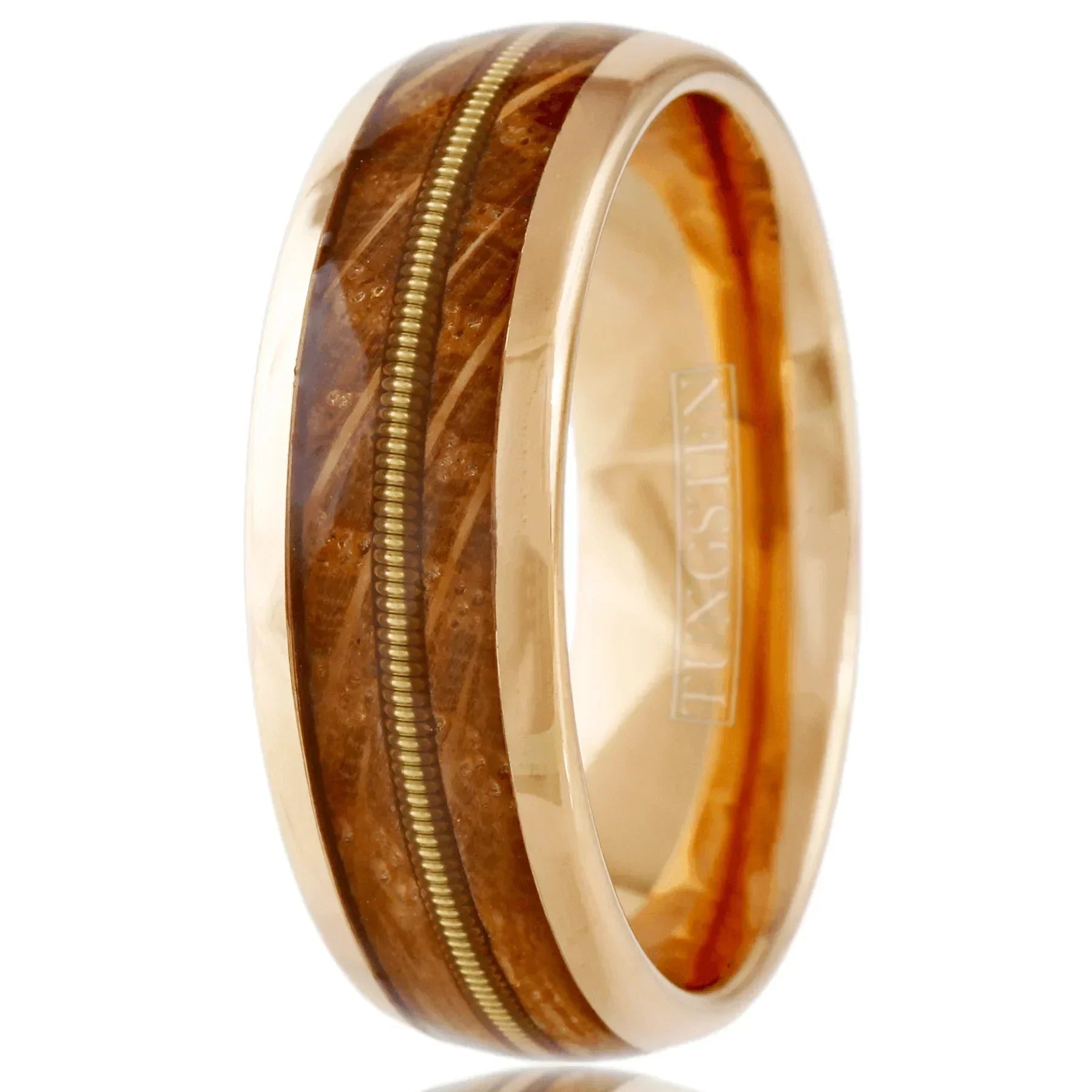 Men's Wedding Band Rings | Rose Gold Whiskey Barrel Wood Guitar Design | Wedding Rings for Men and Women - Jewelry Store by Erik Rayo