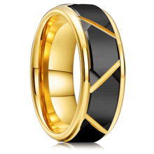 Load image into Gallery viewer, Tungsten Rings for Men Wedding Bands for Him Womens Wedding Bands for Her 8mm Luxury Black Brushed Gold
