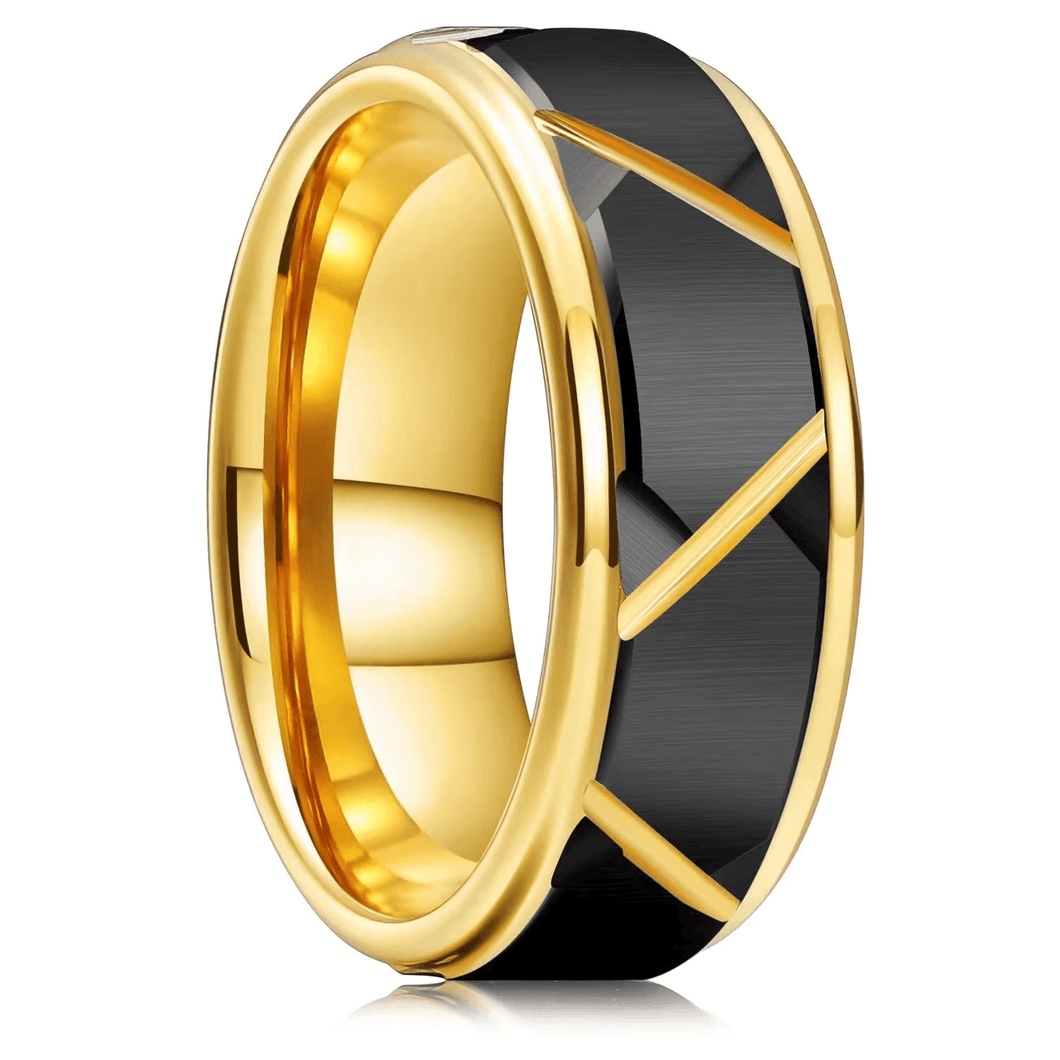 Tungsten Rings for Men Wedding Bands for Him Womens Wedding Bands for Her 8mm Luxury Black Brushed Gold