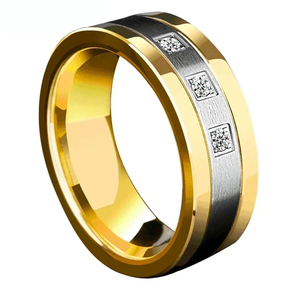 Men’s Wedding Band Rings - Silver Brushed 18K Gold with Diamonds - Elegant Wedding Rings for Men & Women - Jewelry Store by Erik Rayo