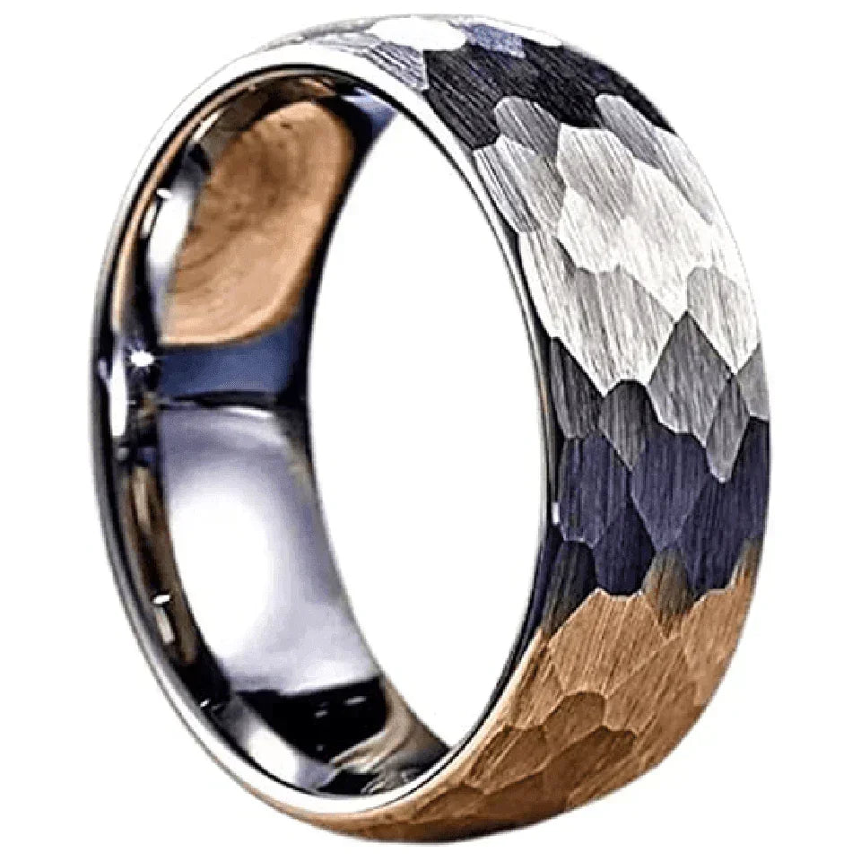Men's Wedding Band 6mm Silver Hammered Handmade Ring for Men and Women - Jewelry Store by Erik Rayo