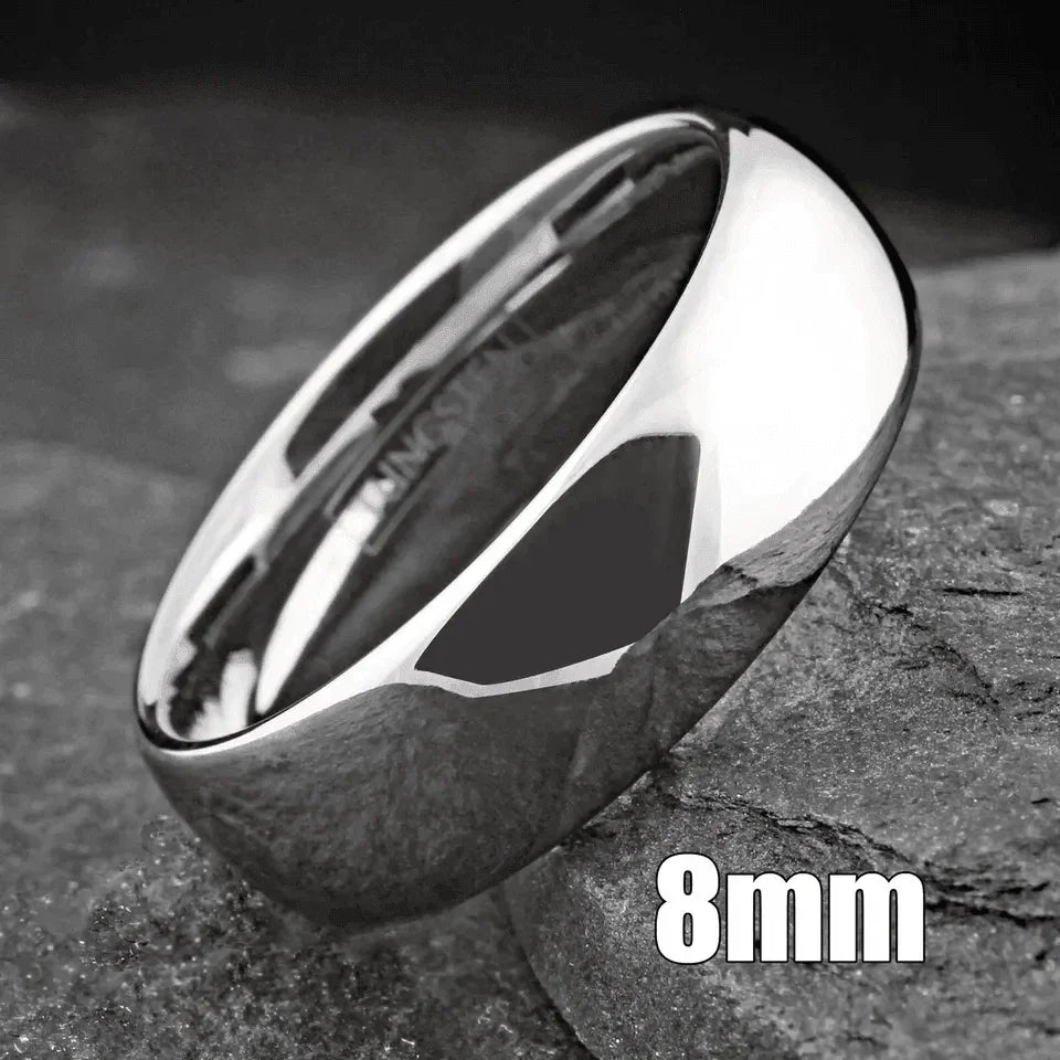 Men's Wedding Band Rings - 8mm Silver Polished Tungsten Carbide Classic Wedding Rings for Men and Women - Jewelry Store by Erik Rayo