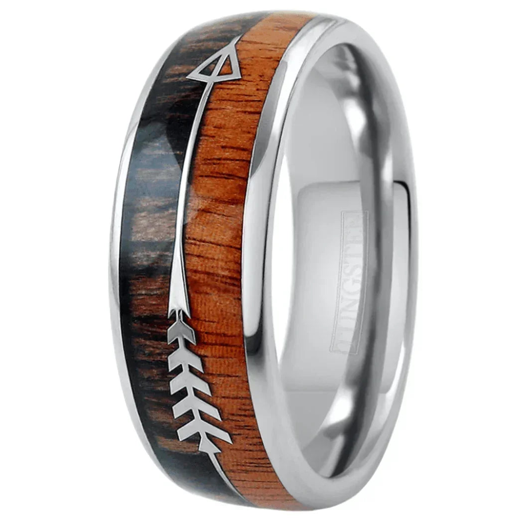 Men's Wedding Band 6mm Silver Wood & Arrow - Unisex Wedding Rings - Jewelry Store by Erik Rayo