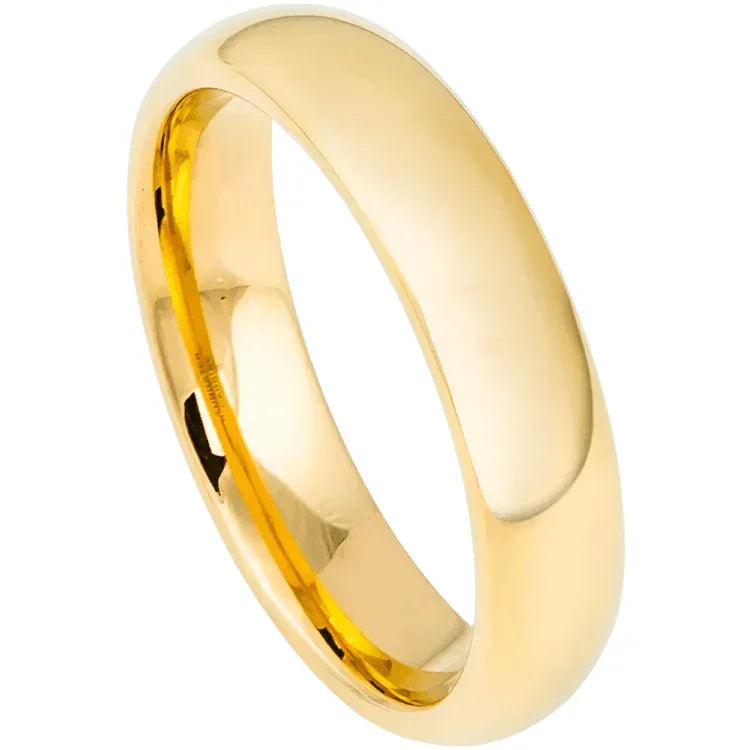 6mm Gold Polished Classic Tungsten Wedding Band Ring for Men & Women - Jewelry Store by Erik Rayo