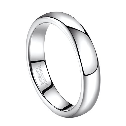 4mm Silver Polished Classic Wedding Band Ring for Men and Women - Tungsten Caribide