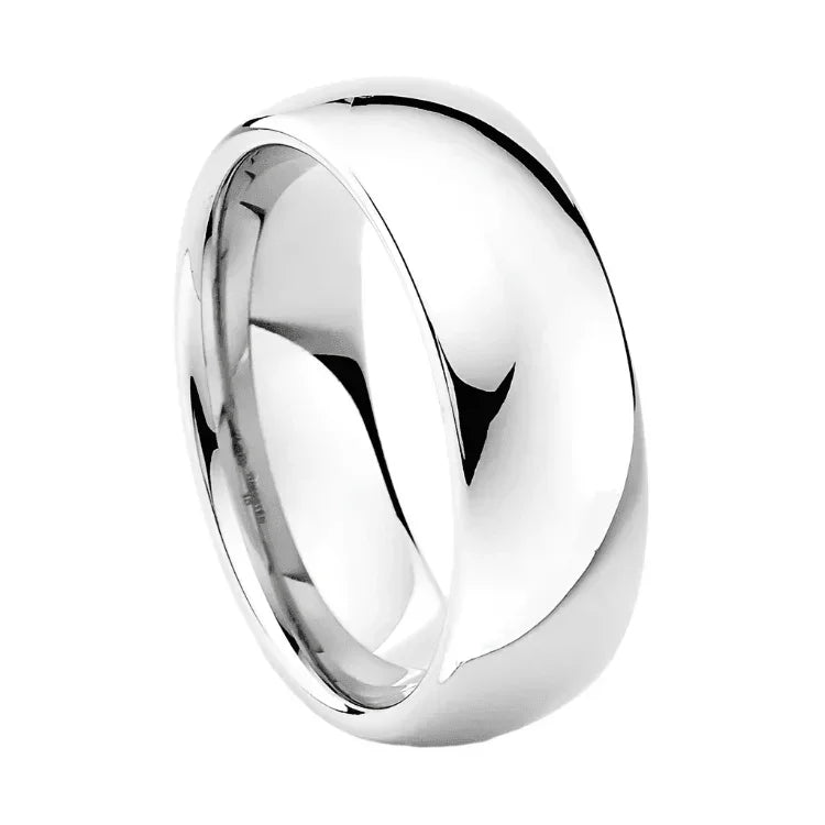Men's Wedding Band Rings - 8mm Silver Polished Tungsten Carbide Classic Wedding Rings for Men and Women - Jewelry Store by Erik Rayo