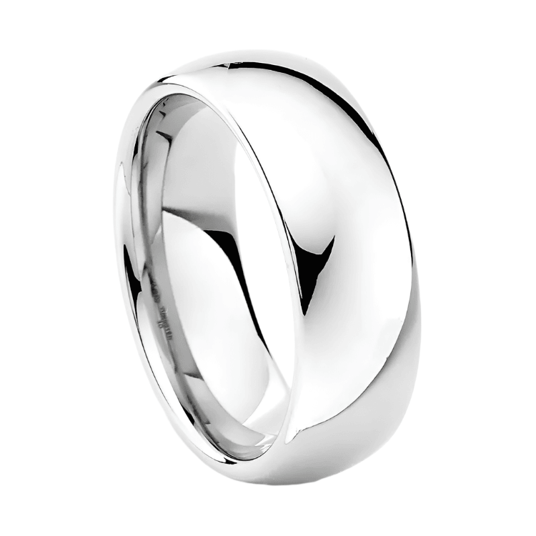 Men's Wedding Band Rings - 8mm Silver Polished Classic Wedding Rings for Men and Women