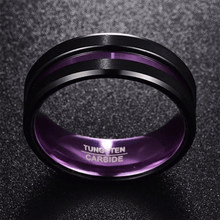 Load image into Gallery viewer, Men&#39;s Wedding Band Rings - Black and Purple Stripe - Wedding Rings for Men and Women
