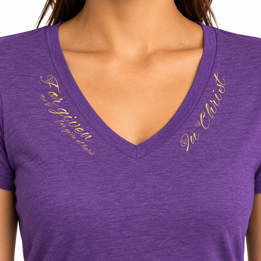 Womens Christian Shirt Forgiven 1 Cor 13 in Purple Sizes XS-3XL
