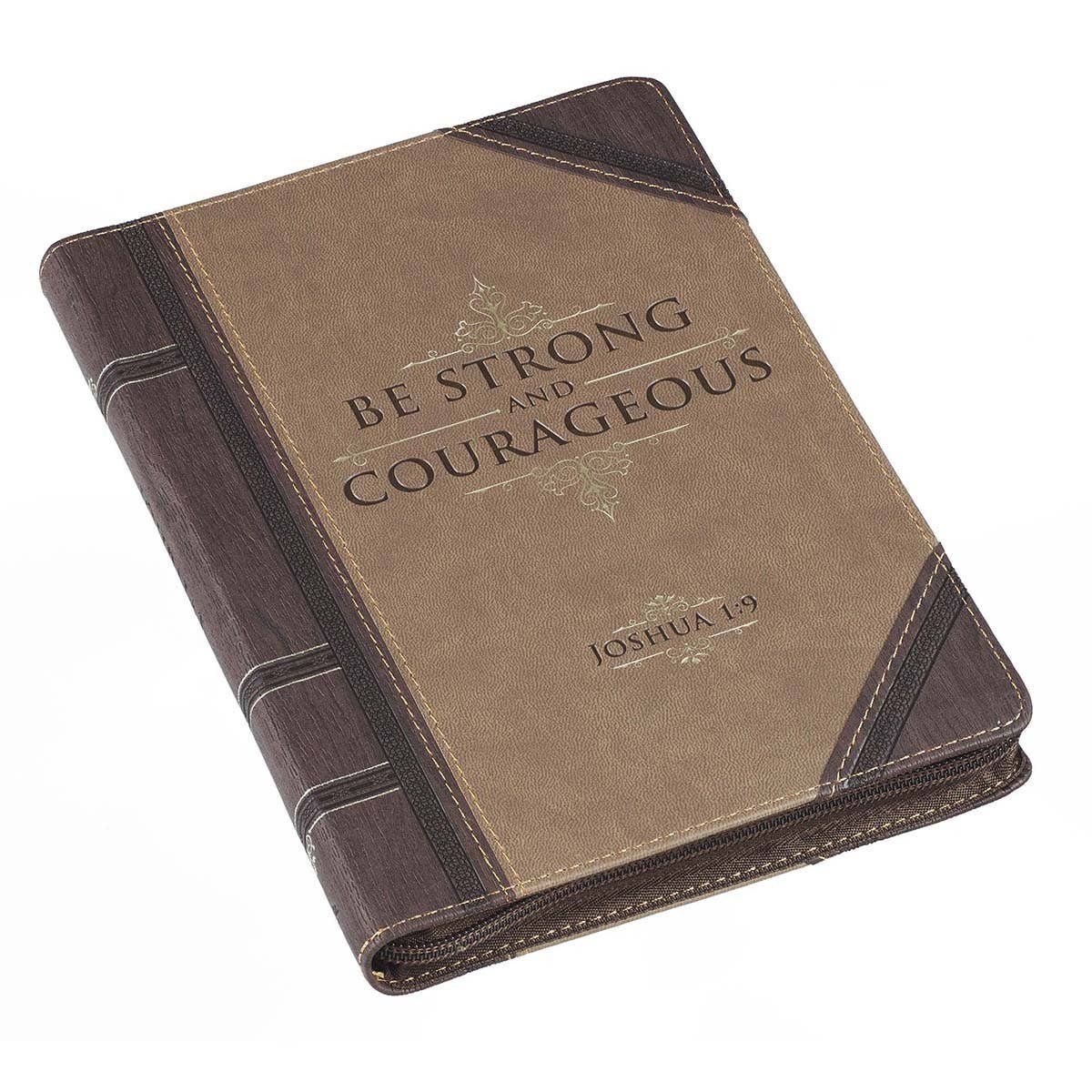 Journal Classic Zip Brown Two-tone Be Strong Josh. 1:9