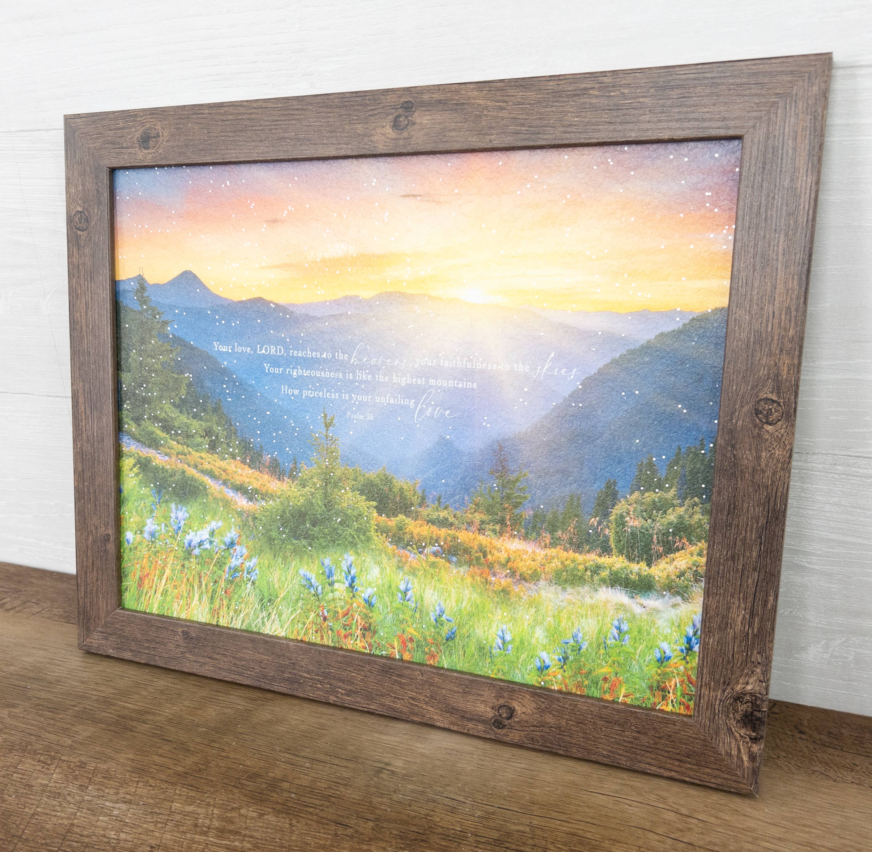 Your Love Reaches The Heavens Mountains Christian Art Sign